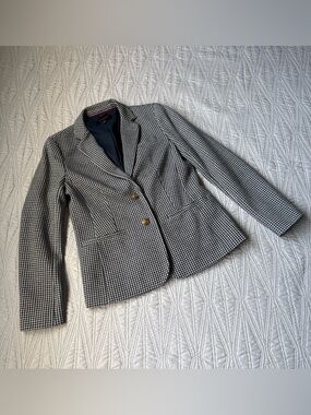 Talbots Black and White Houndstooth Blazer
